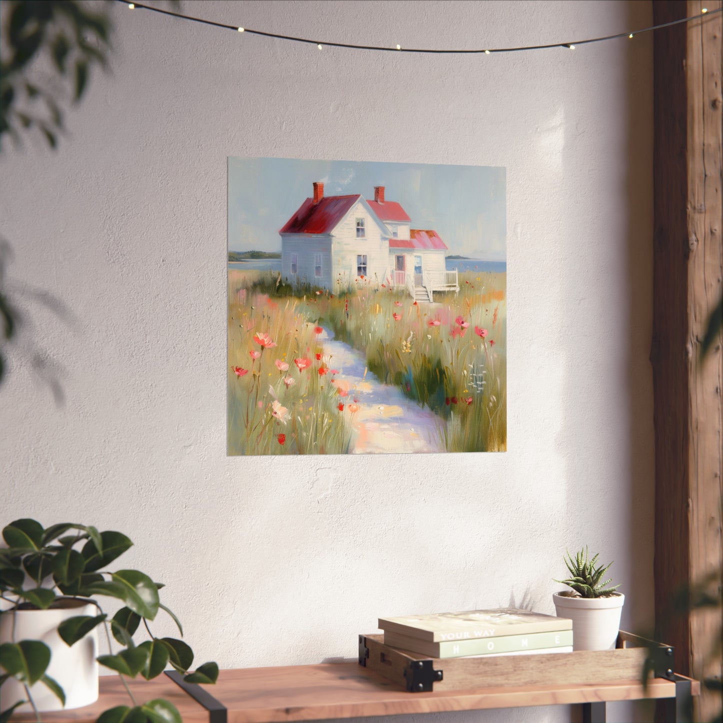 Matte Vertical Posters, Charming Coastal Cottage with Wildflower Meadow (24070509)