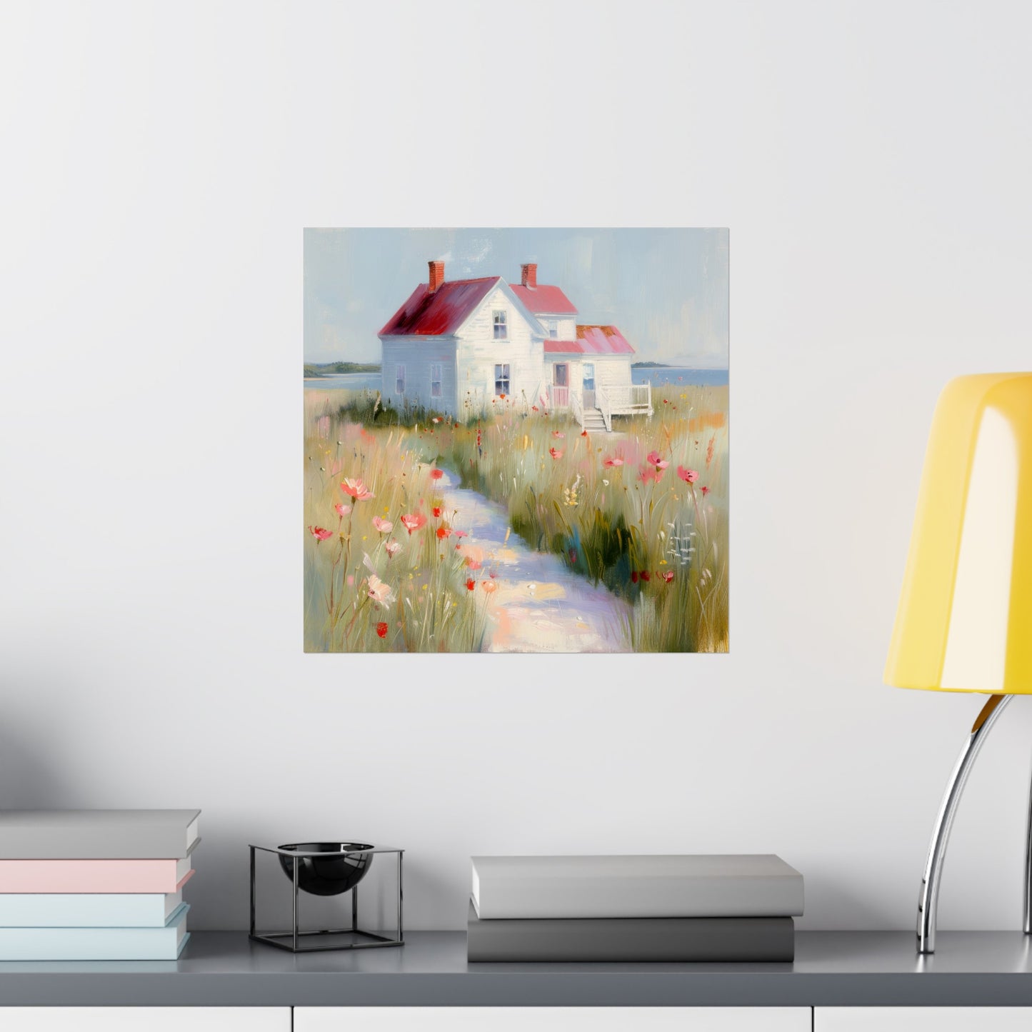 Matte Vertical Posters, Charming Coastal Cottage with Wildflower Meadow (24070509)