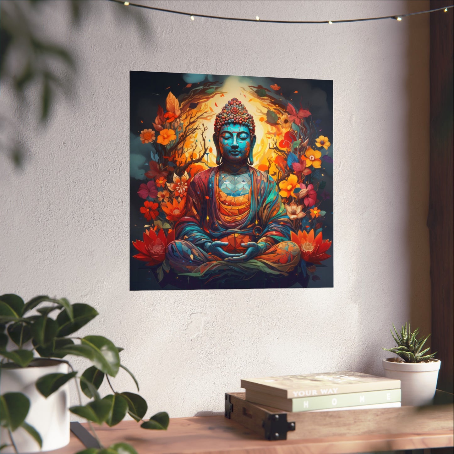 Matte Vertical Posters, Vibrant Buddha in Bloom - Colorful Meditation Wall Art Print (232709)