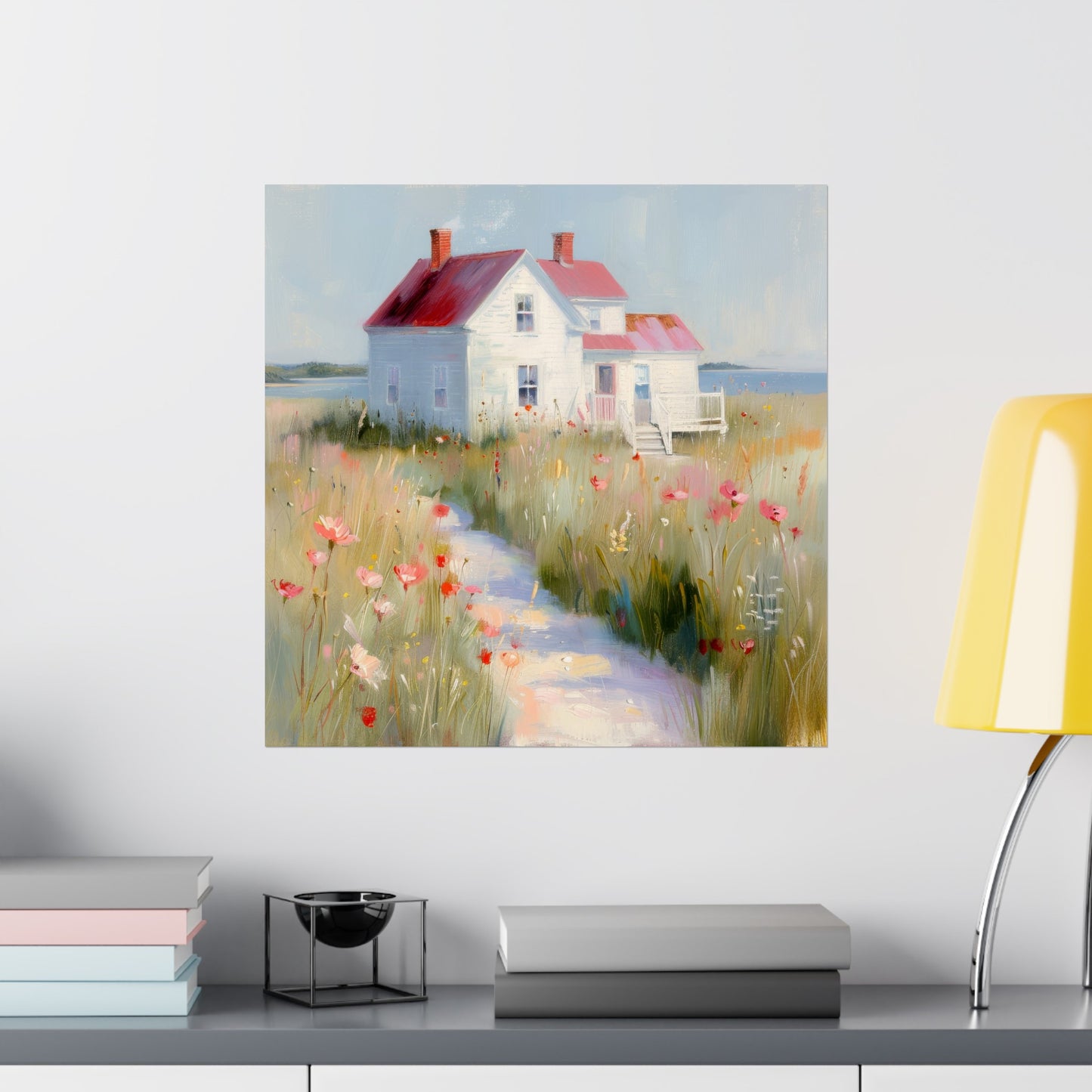 Matte Vertical Posters, Charming Coastal Cottage with Wildflower Meadow (24070509)