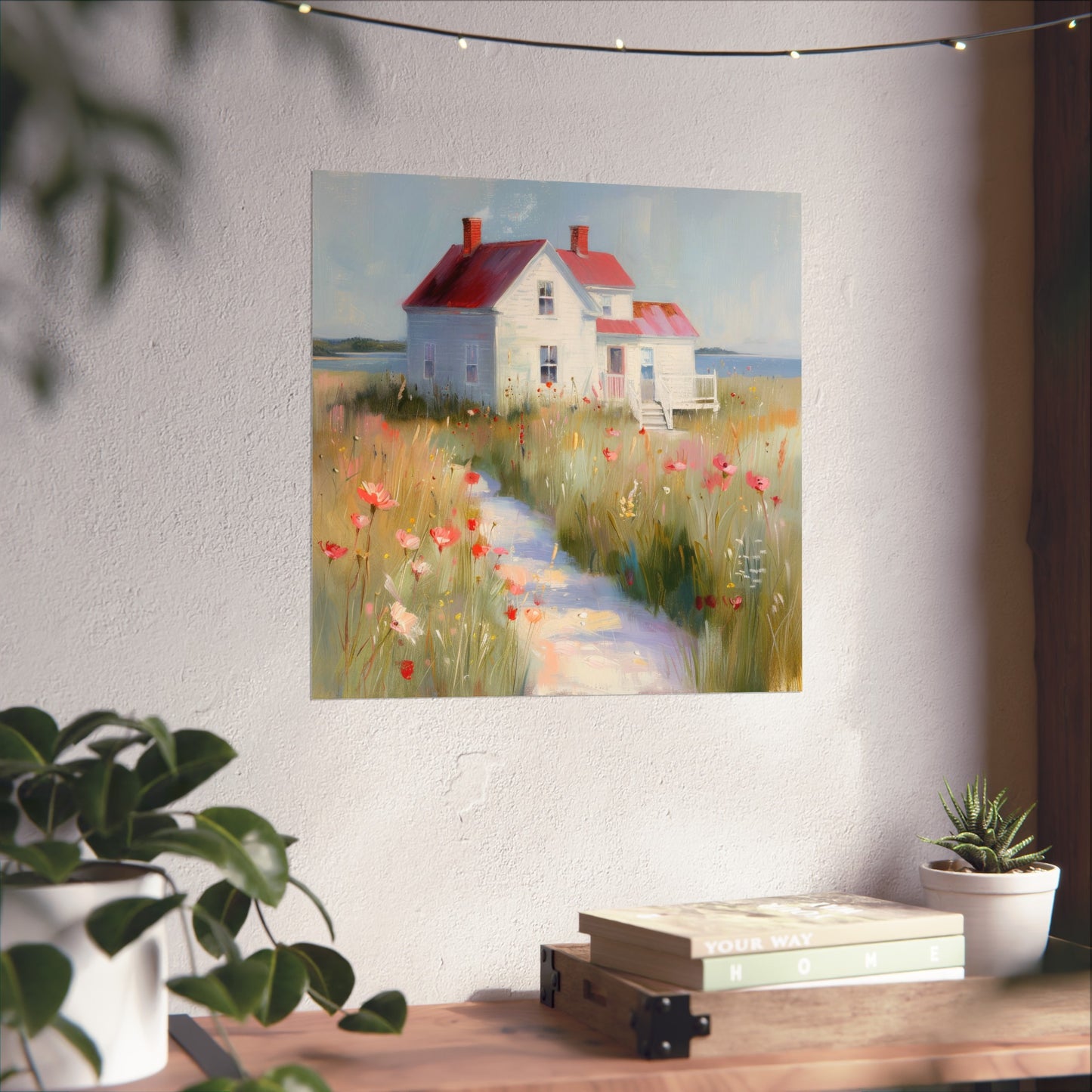 Matte Vertical Posters, Charming Coastal Cottage with Wildflower Meadow (24070509)