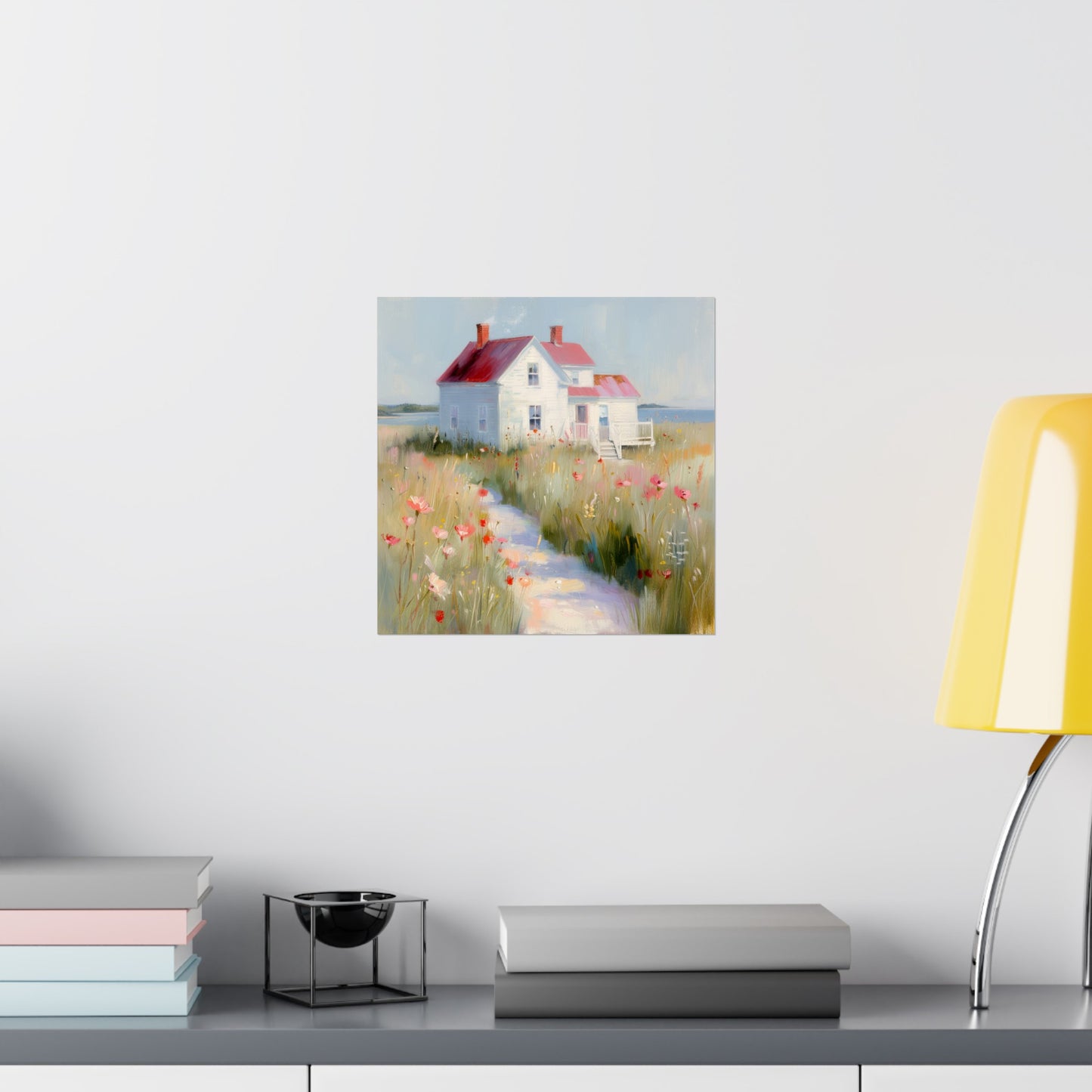 Matte Vertical Posters, Charming Coastal Cottage with Wildflower Meadow (24070509)