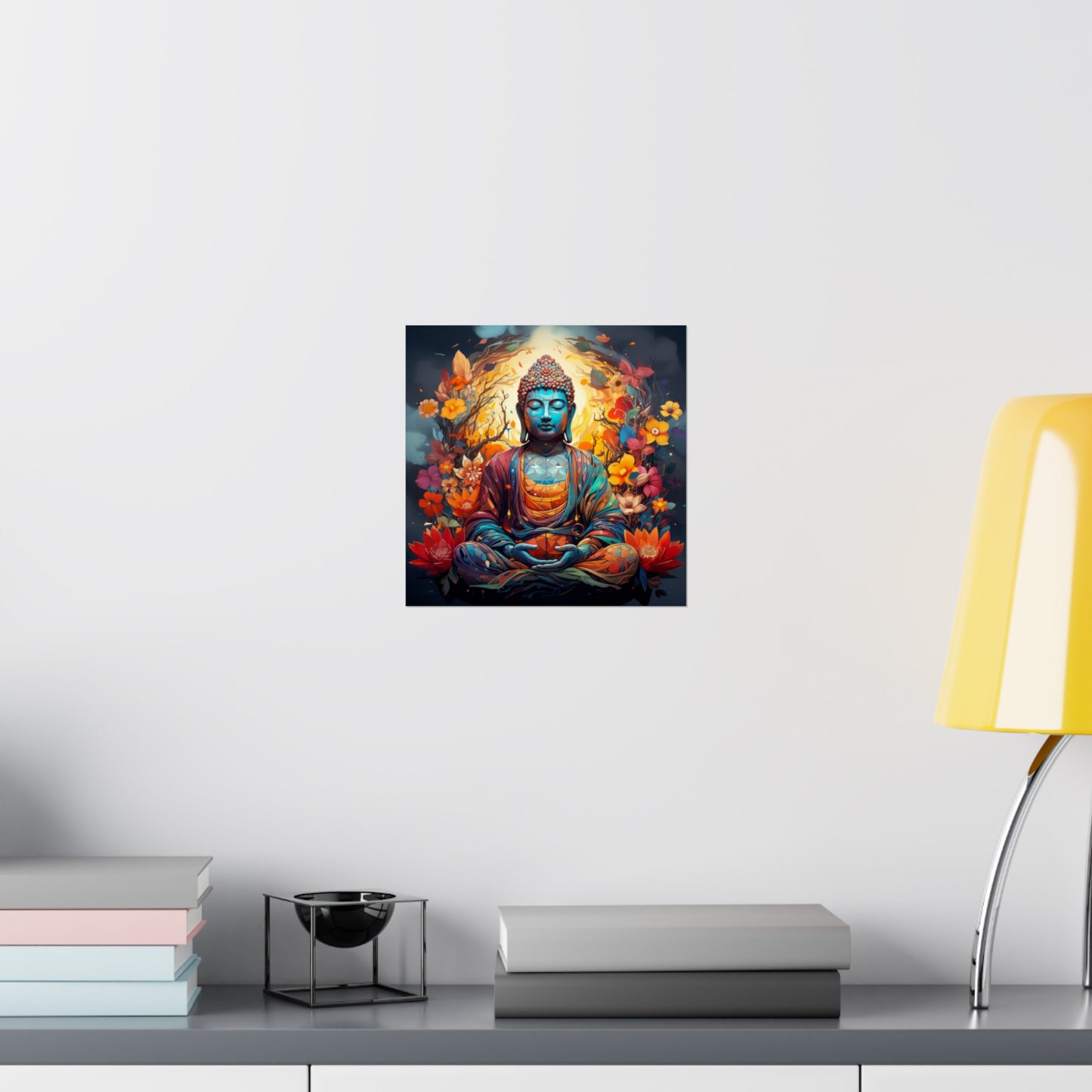 Matte Vertical Posters, Vibrant Buddha in Bloom - Colorful Meditation Wall Art Print (232709)