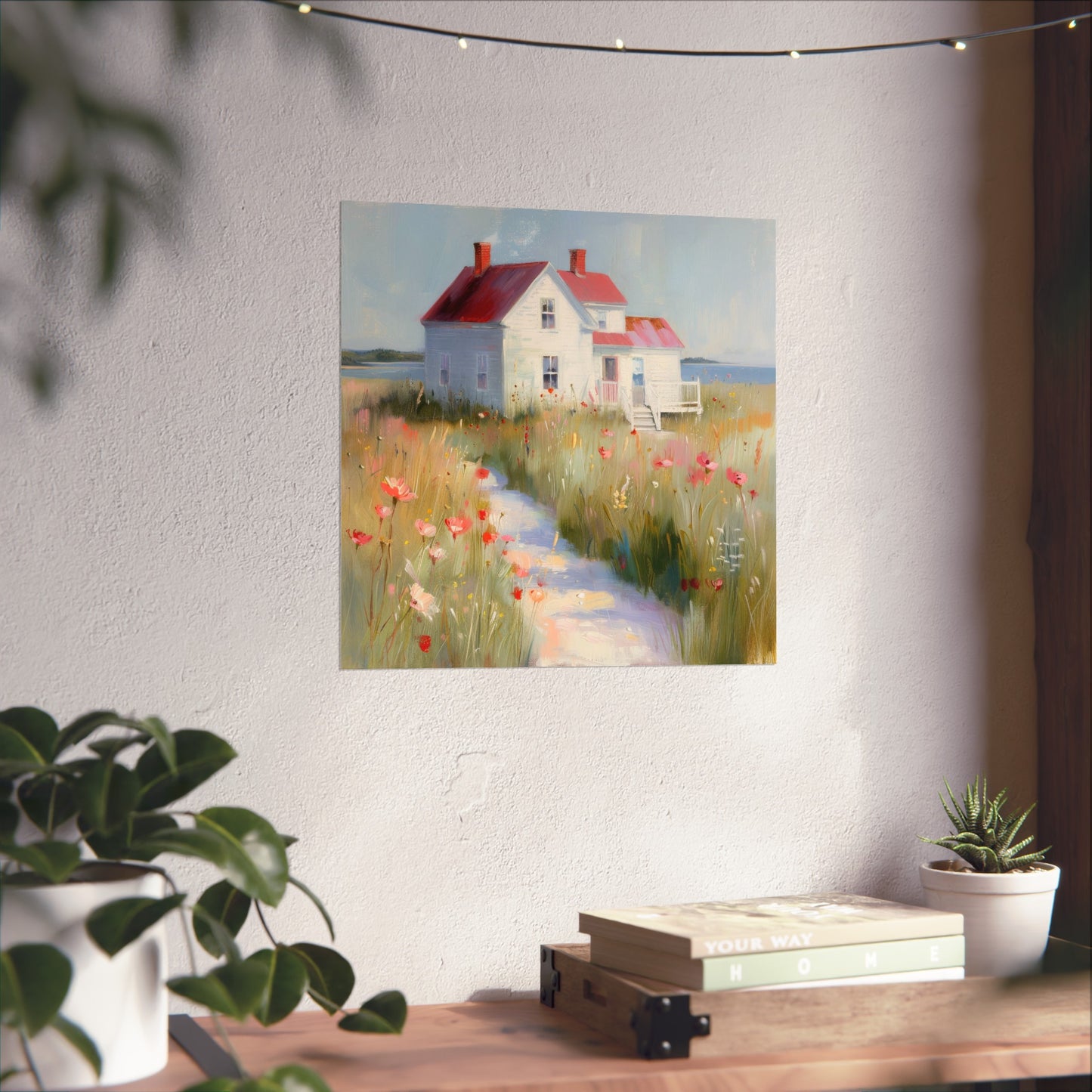 Matte Vertical Posters, Charming Coastal Cottage with Wildflower Meadow (24070509)