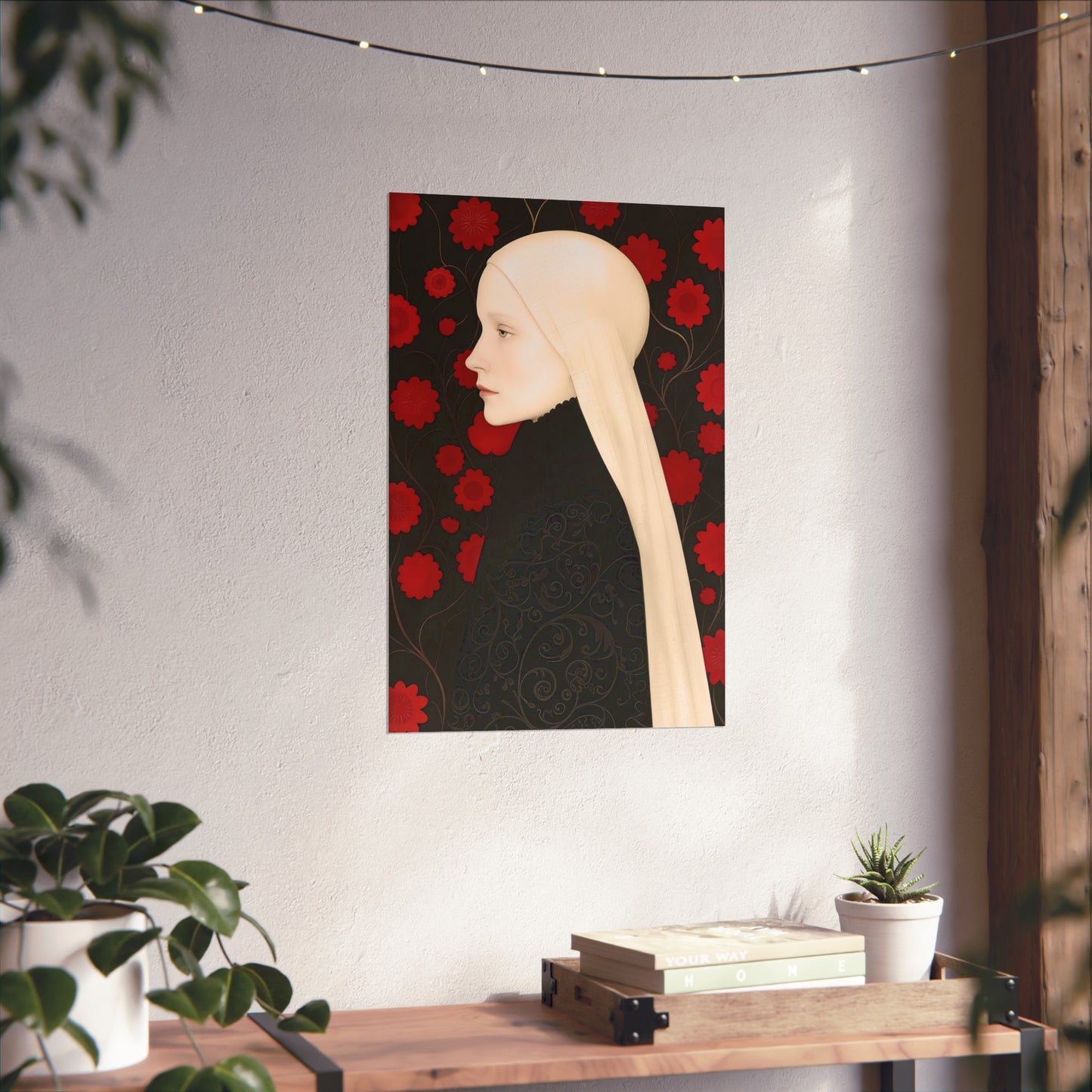 Matte Vertical Posters, Lady of Red Blossoms (24070505)