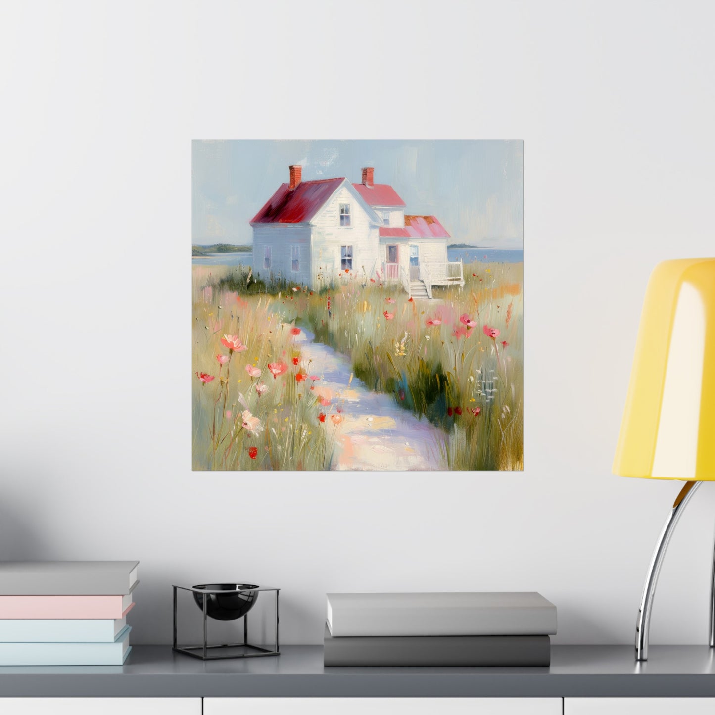 Matte Vertical Posters, Charming Coastal Cottage with Wildflower Meadow (24070509)