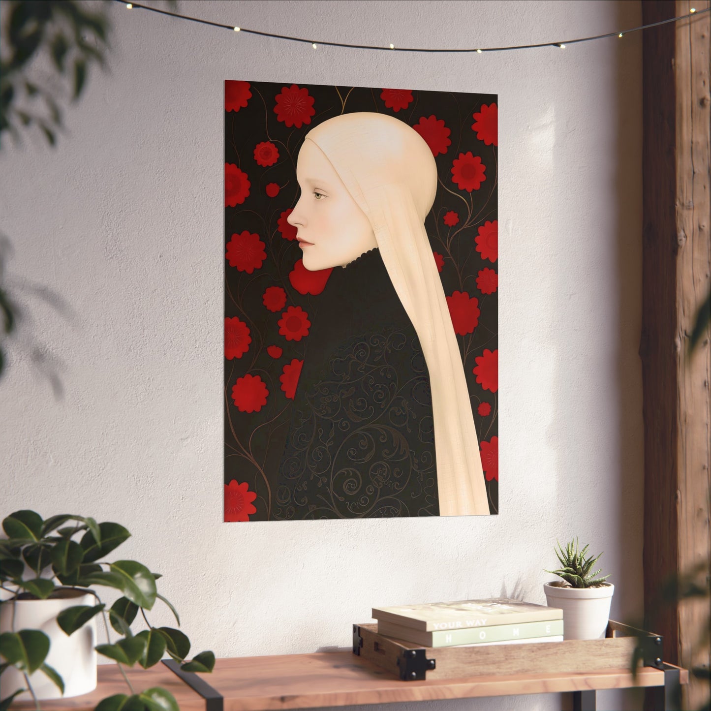 Matte Vertical Posters, Lady of Red Blossoms (24070505)