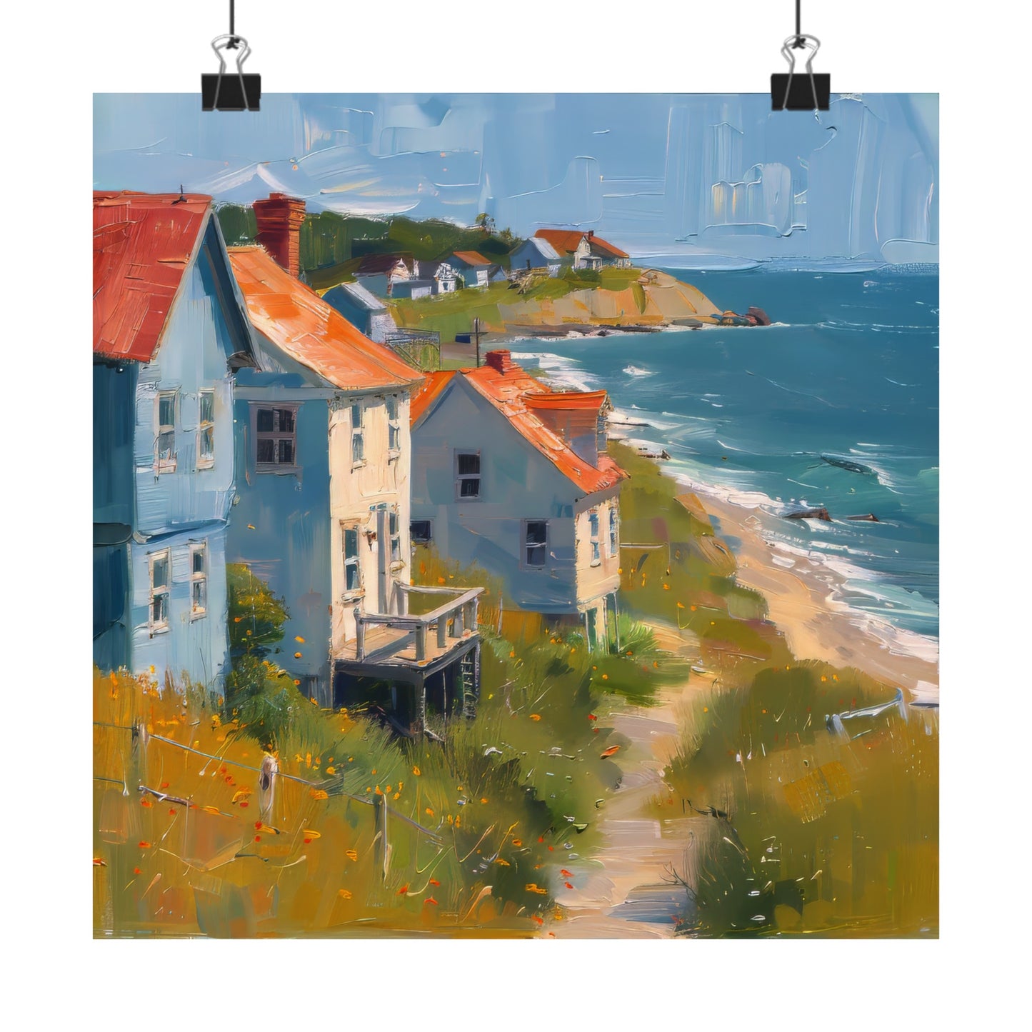 Matte Vertical Posters / Coastal Charm: Seaside Cottages with Ocean View (247656)