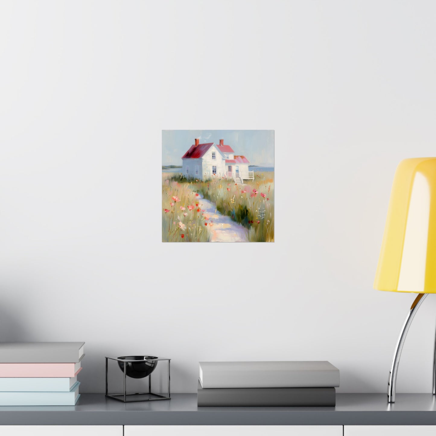 Matte Vertical Posters, Charming Coastal Cottage with Wildflower Meadow (24070509)