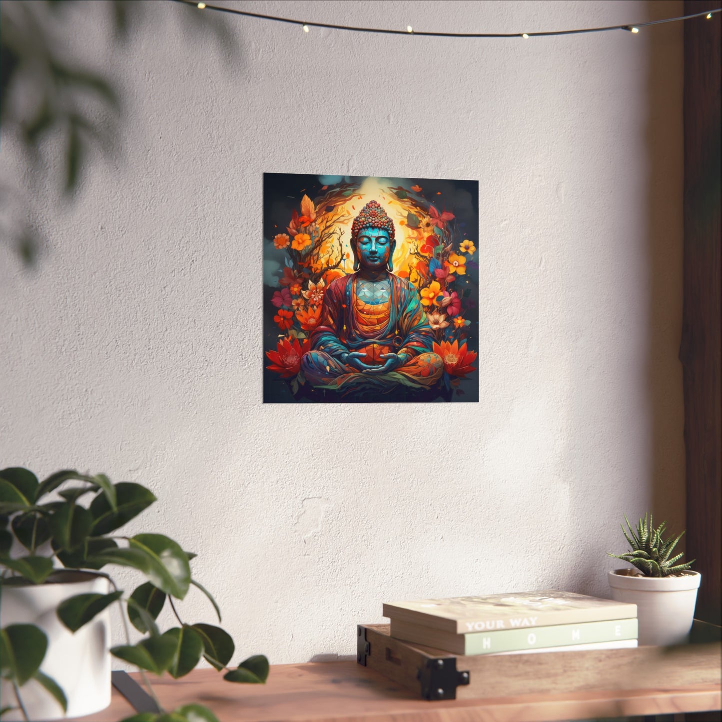 Matte Vertical Posters, Vibrant Buddha in Bloom - Colorful Meditation Wall Art Print (232709)