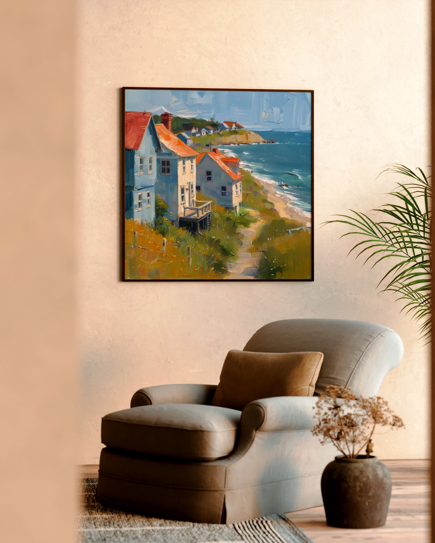 Matte Vertical Posters / Coastal Charm: Seaside Cottages with Ocean View (247656)