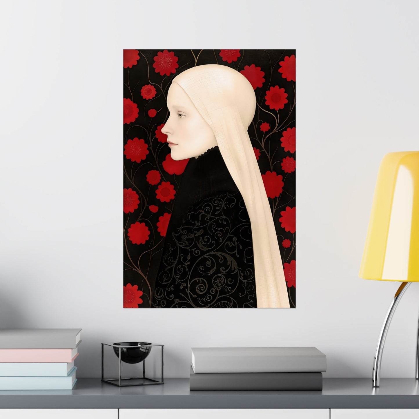 Matte Vertical Posters, Lady of Red Blossoms (24070505)