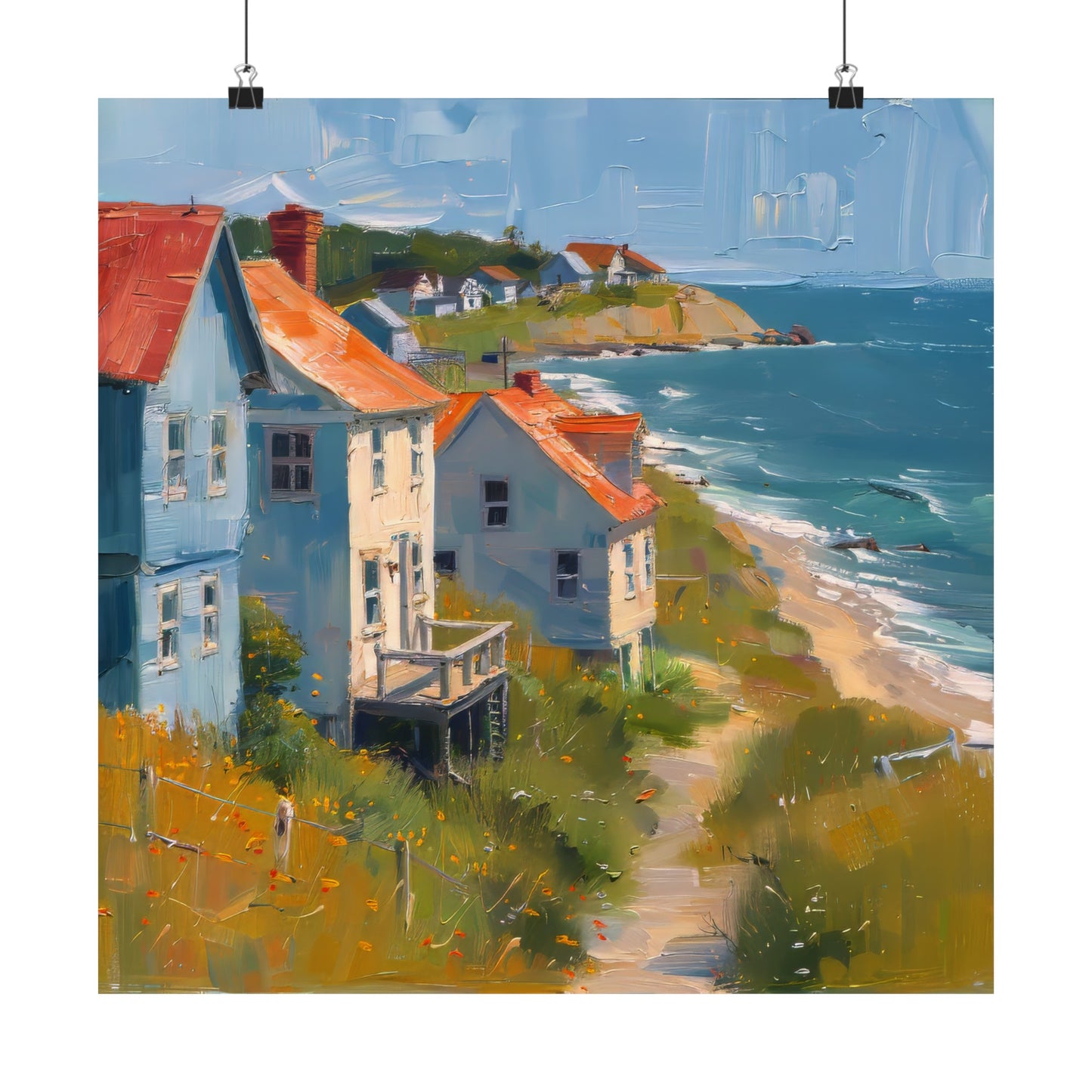 Matte Vertical Posters / Coastal Charm: Seaside Cottages with Ocean View (247656)