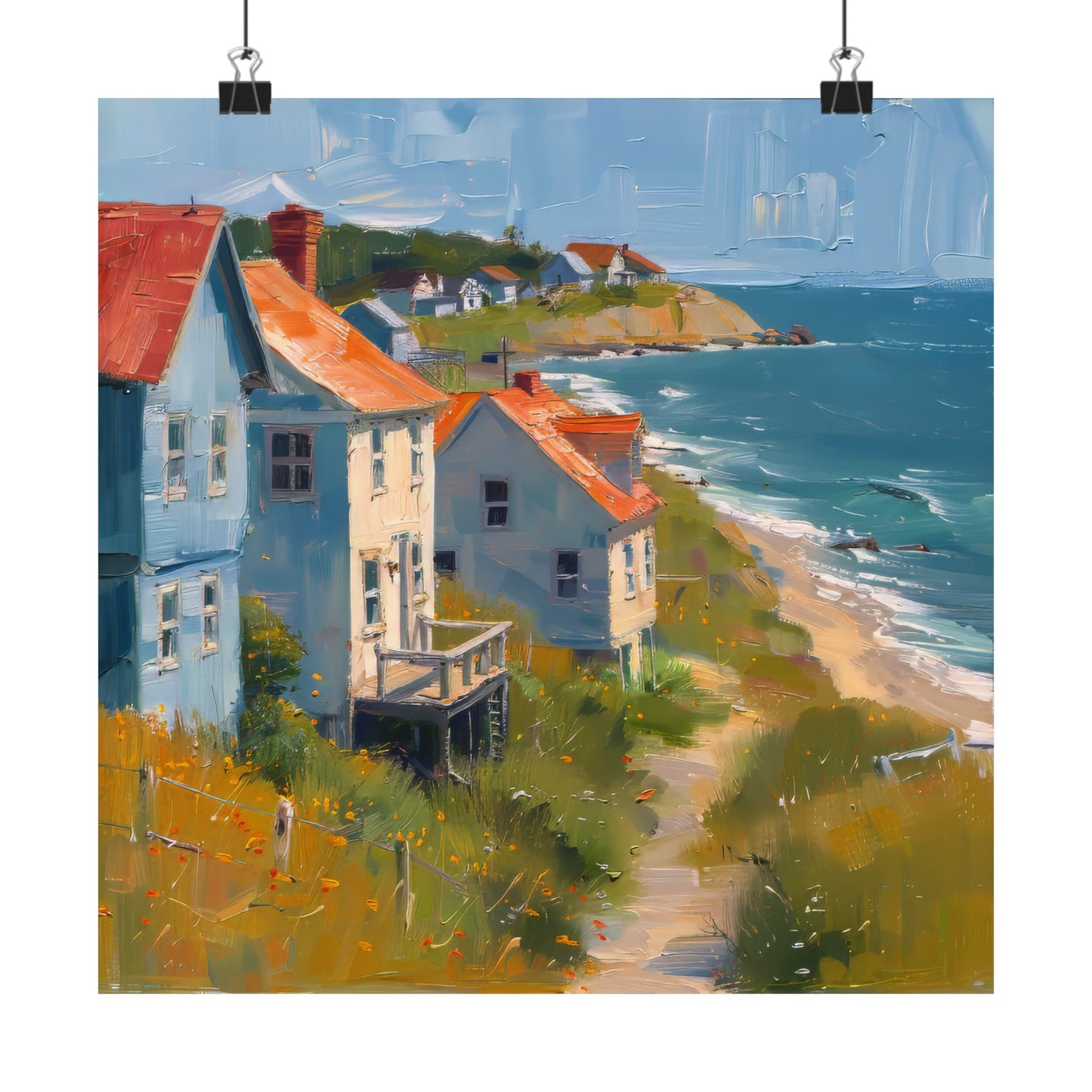 Matte Vertical Posters / Coastal Charm: Seaside Cottages with Ocean View (247656)