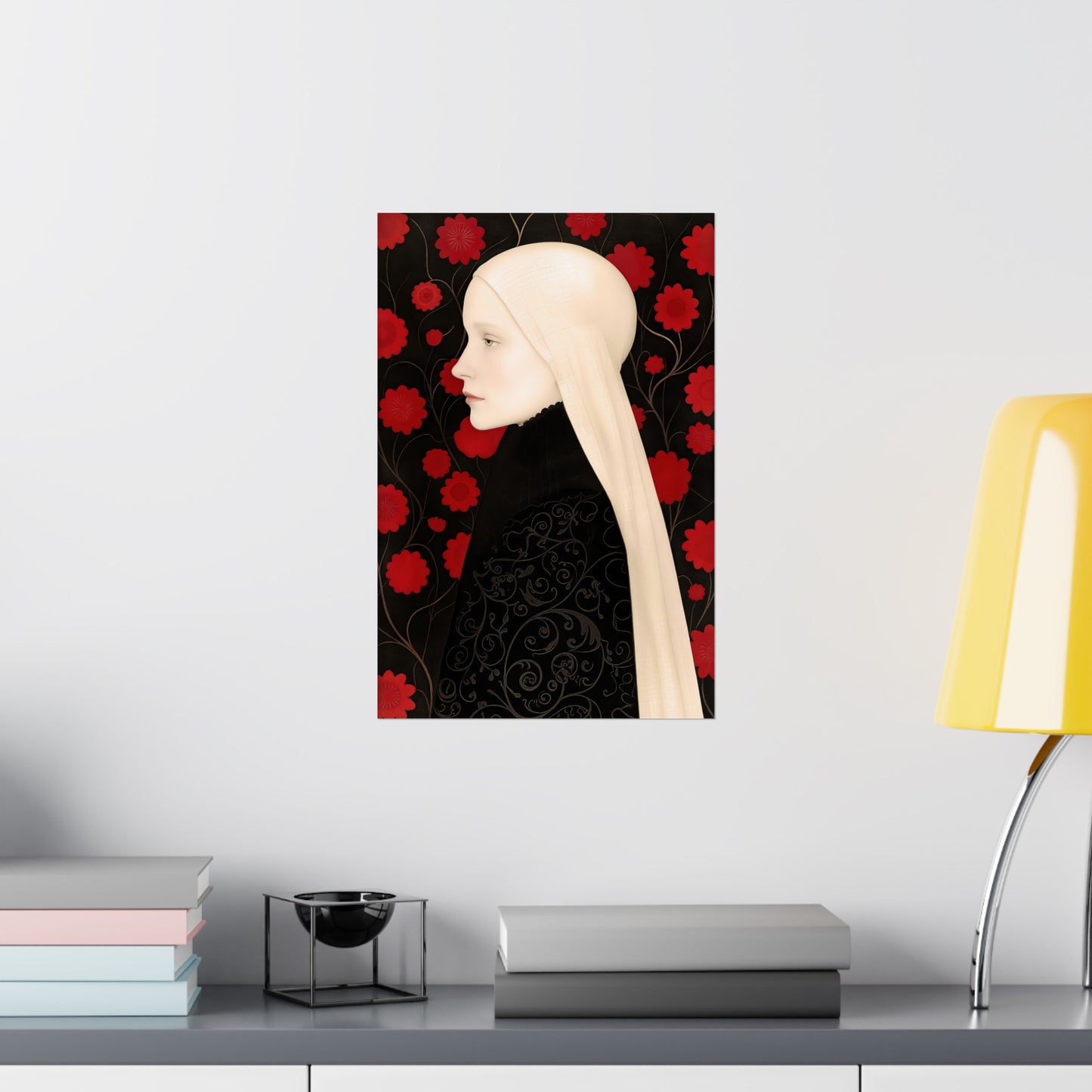 Matte Vertical Posters, Lady of Red Blossoms (24070505)