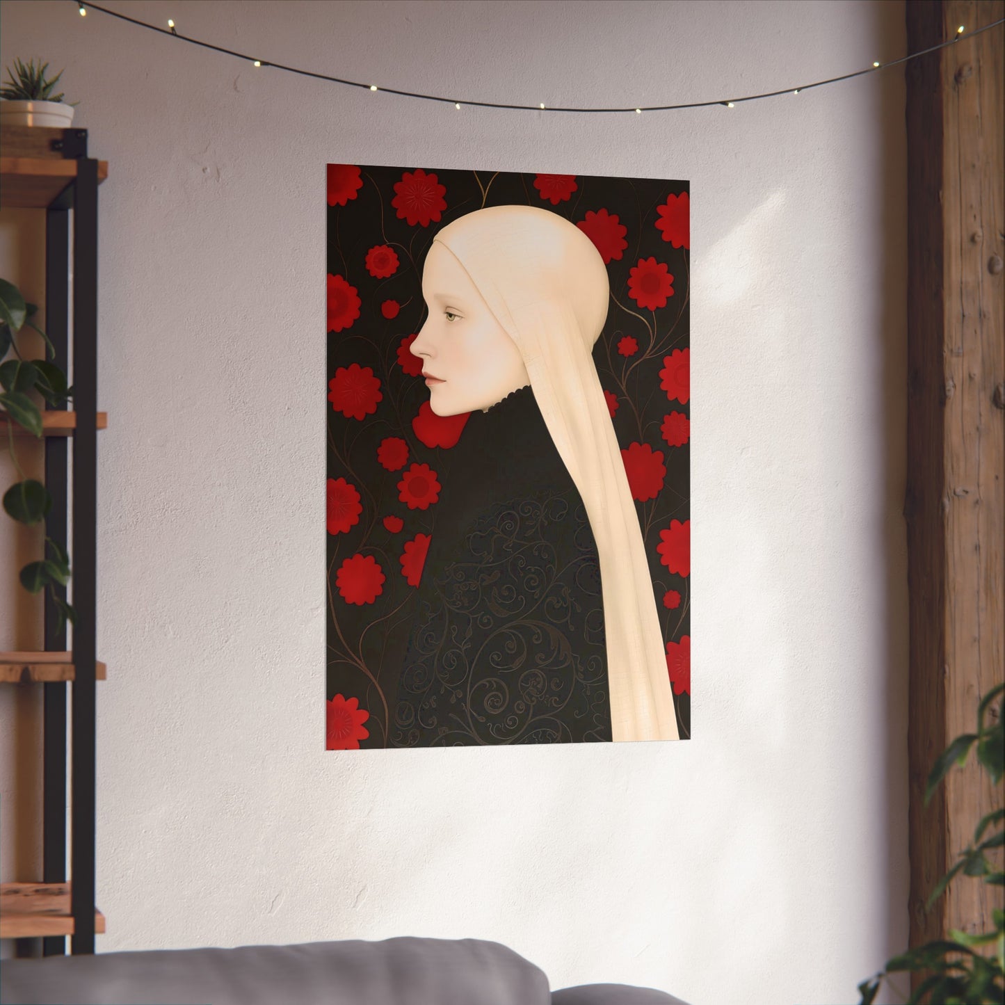 Matte Vertical Posters, Lady of Red Blossoms (24070505)