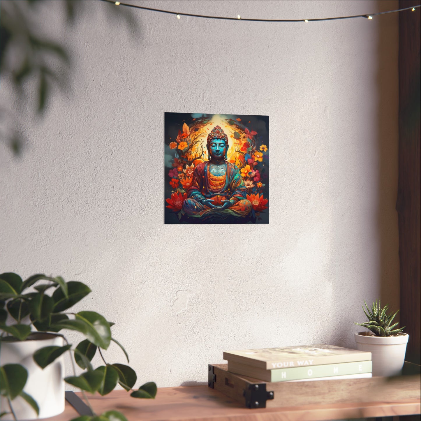 Matte Vertical Posters, Vibrant Buddha in Bloom - Colorful Meditation Wall Art Print (232709)