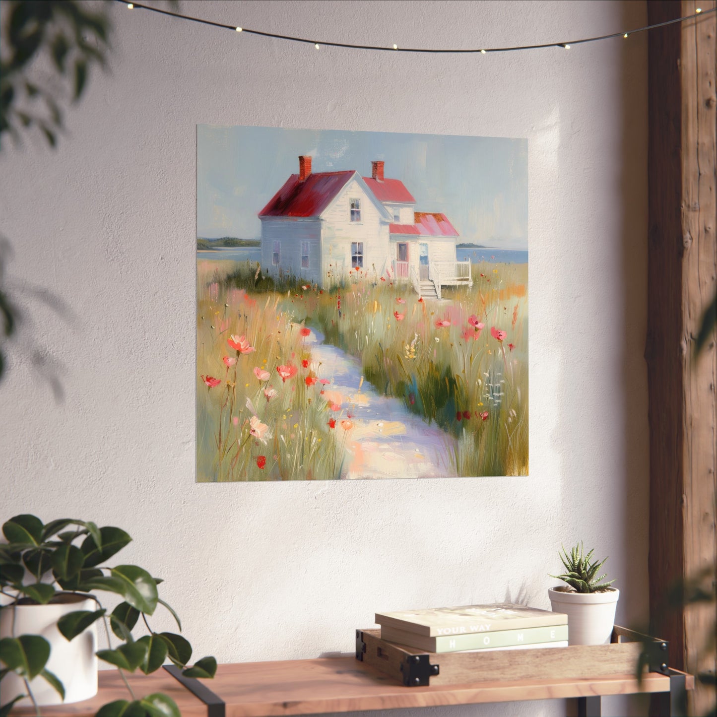 Matte Vertical Posters, Charming Coastal Cottage with Wildflower Meadow (24070509)